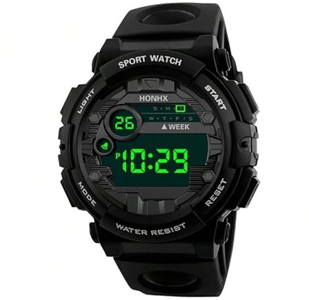 Honhx Montre de sport numérique étanche pour homme avec chronomètre, alarme, date, lumière LED, idéale pour la course et les activités de plein air