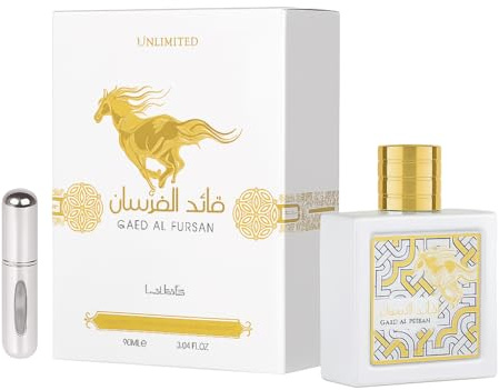 Perfume Árabe Qaed Al Fursan Unlimited 90 ml – Original de Dubái, Larga Duración, Fragancia Fresca y Exótica con Atomizador Recargable 5 ml Incluido, solo en UBOON!