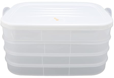 Baxnore Contenitore alimentare impilabile a 4 strati per alimenti con fibbia con tenuta a doppia fibbia per frigorifero in cucina materiale PP bianco 28.5x22,5x18 cm