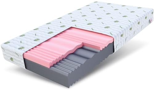 FDM Matratze 140x200 cm Härtegrad H3 H4 Höhe 14 cm Kaltschaummatratze HR-Schaum Visco-Schaum 7 Komfortzonen mit Hypoallergenem Waschbarem Aloe Vera Bezug Oeko-Tex Lunera