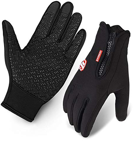 TenaLucy Respirant Gant Moto, Randonnée Gants Hiver Homme, Gantes Noir Velo Femme, Gants Velo Homme Chaleur, Tactile Gant Trotinette Electrique, pour Vélo Ski Snowboard Course Randonnée Camping (L)
