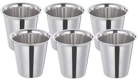 Yuktha Eternals Stainless Steel Indian Traditional Tea/Coffee Glasses | Steel Glass for Kids | Coffee Glass | Stainless Steel Cup Set of 6, 100Ml.