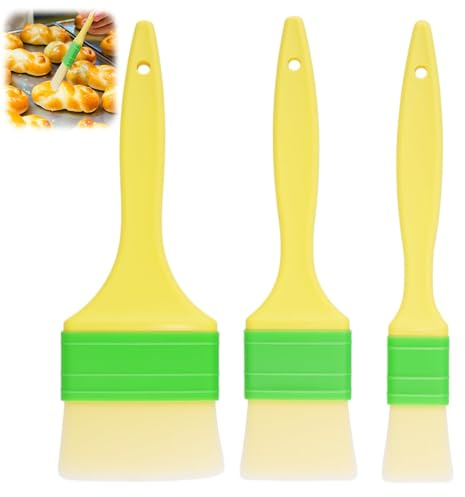 3 Pieces Pastry Brush 22 cm Basting Brush Natural Bristle Egg Wash Brush Plastic Handle Pastry Brushes for Baking Heat Resistant Cooking Brush BPA Free Oil Brush for Cooking Barbecue & Grilling