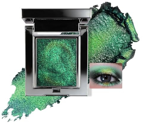 U-Shinein Chamäleon-Lidschatten, holografischer mehrfarbiger Glitzer-Lidschatten, Farbwechsel-Effekt für grünes Make-up, hochpigmentiert und langanhaltend schimmernd grün