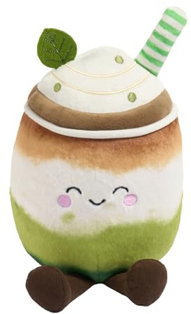 OHS Green Matcha Plush Pillow, Decorative Pillows Stuffed Toy Novelty Cushions for Sofa Bed Cuddle Cushion Cute Room Decor Throw Pillow Gifts for Adults Kids Girls Boys, 25cm