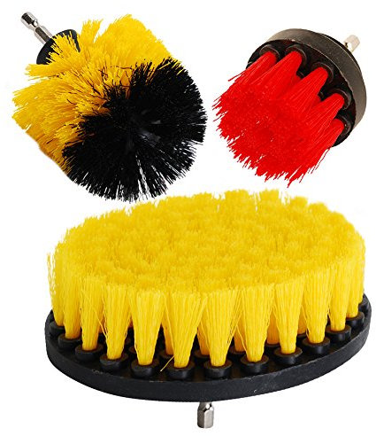 OxoxO Bürstenaufsatz Bohrmaschine Set 3 Stück, Bürste für Akkuschrauber 2''/ 3''/ 5'' Akkubohrmaschine Befestigung, Power Scrubber Reinigungsbürste für Felgen, Küche, Auto (Blaues 4-teiliges Set)