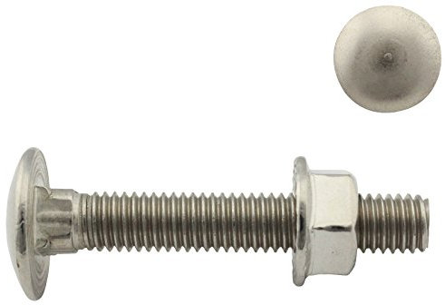 Flachrundschrauben/Schlossschrauben mit Flanschmuttern (mit Sperrverzahnung) - M5x50 - (25 Stück) - Vollgewinde - DIN 603 / DIN 6923 - Edelstahl A2 (V2A) - SC603 / SC6923