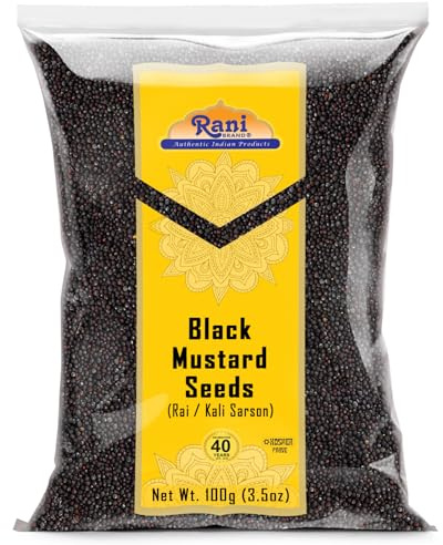 Rani Black Mustard Seeds Whole Spice (Kali Rai) 3.5oz (100g) ~ All Natural | Gluten Friendly | NON-GMO | Kosher | Vegan | Indian Origin
