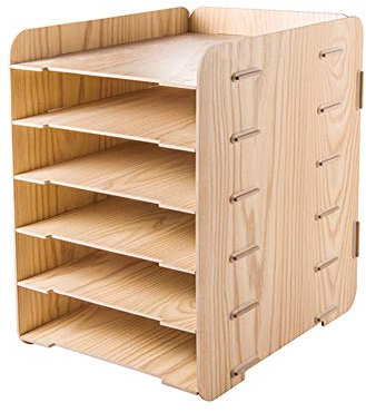 WJYLM Desktop Organizer Fach, Post Veranstalter, Sorter Vertikale Holz DIY Multimedia mit 4 Böden multifunktionale Archivierung Storage Magazine Briefe Aktenkoffer,6Layer