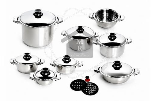 Batteria Pentole Maxi 18 Pezzi in Acciaio Serie Dietetic Bavaria Ottingher