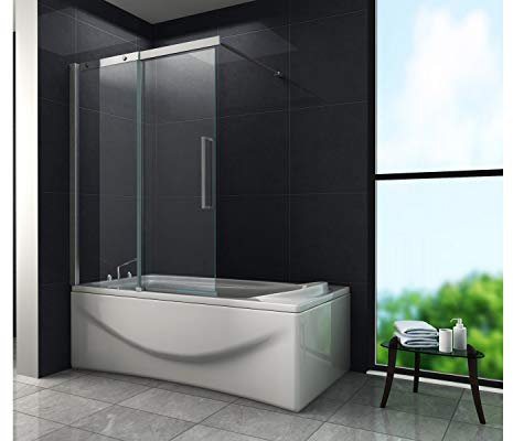 home-systeme Schiebetür-Duschtrennwand ENO 120 x 150 cm Badewanne Duschwand Dusche Glas