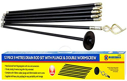 NTI 66108c 12 x Pcs Marksman Drain RODS Set, Black