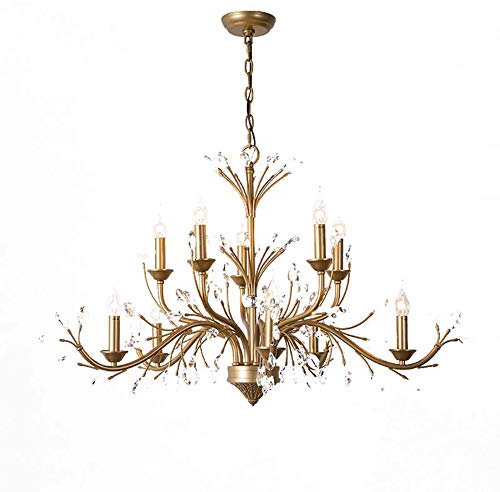 E14 Vintage Kristall Kronleuchter,Antiken Luxus Kronleuchter Land Restaurant Kronleuchter Transparenter Kristall Deckenleuchte Insel Lampe Bronze-finish,Kerze Kronleuchter-Shakin 10 kopf