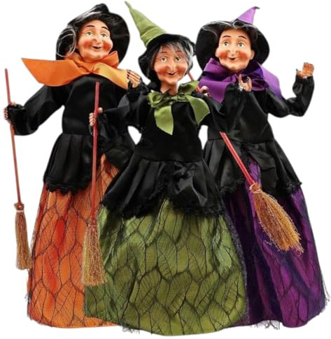 Aurora Store Statua Bambola Pupazzo Befana con CONTENITORE per CARAMELLE e CIOCCOLATINI Vestito in Tulle, Mantello e Scopa 40 cm Decorazione epifania Natale disponibile in 3 soggetti