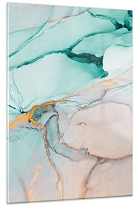 Decoracion Salon Mármol Abstracción Turquesa Vidrios decorativos 50x70cm Cuadro Sobre Vidrio Moderno Dormitorio Cocina Cuadros Pared Impresiones Impresión en Cristal Wall Art Prints GPA50x70-4451