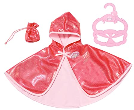 Baby Annabell Little Cape für 36 cm Puppen | Kapuze mit Glitzerpailletten, Kleiderbügel, Beutelchen, passend für 36 cm Puppen