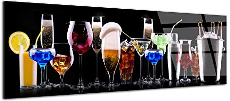 DECLINA Tableau plexi décoration murale, impression sur verre acrylique, tableau déco, Tableau panoramique sur plexi Cocktail Party, 100x35 cm