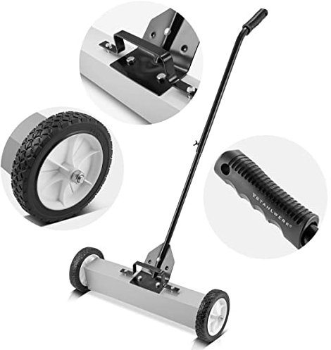 STAHLWERK Barredora magnética MBK-18 ST con 457 mm de ancho y 15 kg de capacidad, escoba magnética / recogedora de virutas para virutas de metal, tornillos, clavos y otras piezas pequeñas magnéticas