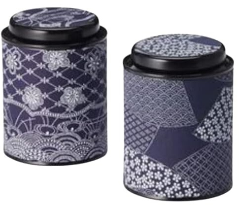 Teemando® Taki Boîte de 100 g en fer blanc rond avec couvercle à bec verseur raffiné avec papier japonais (Washi) 2 couches assorties H 10 cm Ø 7,5 cm