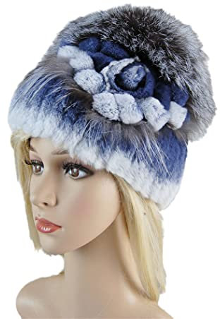 keusyoi Winter Fellmütze Damen Warm Gestrickt Stilvolle Damen Flauschige Fellmütze Fellmützen