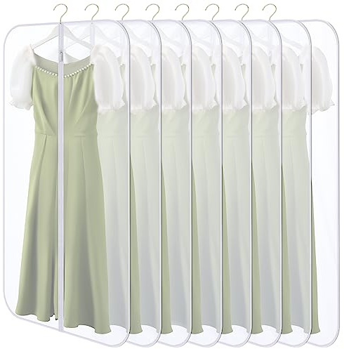 GoMaihe Kleidersack | 8 Stück Kleidersäcke 60*140cm,Anzug Aufbewahrung,Kleid Organizer,Transparente Kleiderschutzhülle mit Reißverschluss, Kleiderschutz für Hemden Wintermantel Sakko Abendkleider Etc