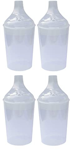 Lizzyoftheflowers 4 Pack - Clear Wide Spout Feeding Beakers with Graduated Measurements and Controllable Flow Lid - Autoclavable, Microwave Safe and Spill-Proof