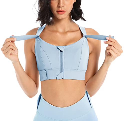 SEAUR Sport BH Damen Yoga Fitness Ohne Bügel Bustier Bra Top Workout Starker Halt Gepolsterter Gekreuzter Rücken Klettband Vorderverschluss Sportbekleidung Activewear Sportunterwäsche