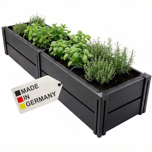 NYVI Hochbeet NYVIGreen L 158x44x31cm 196 Liter - Kunststoff Kräuterbeet für Garten, Terrasse, Balkon - Wetterfest, UV-resistent, Rostfrei, Langlebig - Einfache Steckmontage & Erweiterbarkeit
