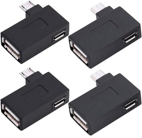 Xiatiaosann Adaptador Micro USB OTG de 90 grados (izquierdo + derecho) Adaptador Micro USB OTG 2 en 1 para Firestick (paquete de 4)