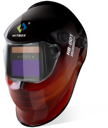 HITBOX Auto Darkening Welding Mask Solar Powered Welding Hood with Adjustable Wide Shade Range 4/9-13 for Mig Tig Arc Welder（PLANET）