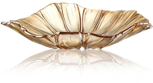 JUNYFFF Corbeille À Fruits en Bol Décoratif, Diamètre 30/40Cm, Verre en Cristal Coupe De Fruits Ménage Maison Créative Table Basse Pot De Bonbons Salon Moderne Maison Créative,d'or,30CM
