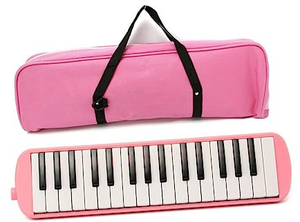 32-tasten Melodica Mundharmonika aus Legierung Rosa mit Tragetasche | Tragbare Melodica, Easy To Ensemble und Easy To Learn, Musikliebhaber, Schulbeginn Party