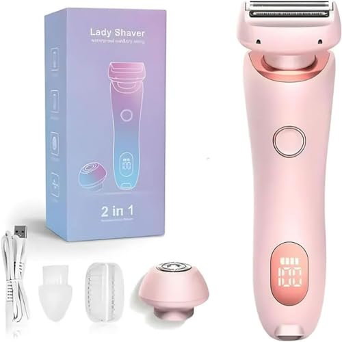 Beautibloom Razor, 2024 Best Silk Glide Razor, 2 in 1 Lady Shaver, Kabelloser Rasierer mit LED-Anzeige, Schmerzfreier Wiederaufladbar Haartrimmer, Pubic Hair Trimmer Women (Rosa)