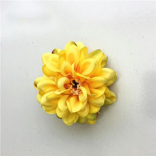 WSFSDAN Künstliche Dahlien-Blüten, Chrysanthemen, künstliche Blumen für Hochzeit, Weihnachtsdekoration, DIY-Kranz, Heimdekoration, Gelb, 10 Stück