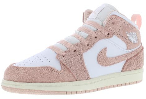 Nike Jordan Bambini Preschool 1 Mid Scarpe Da Pallacanestro, Bianco puro/rosa leggenda, 12 Little Kid