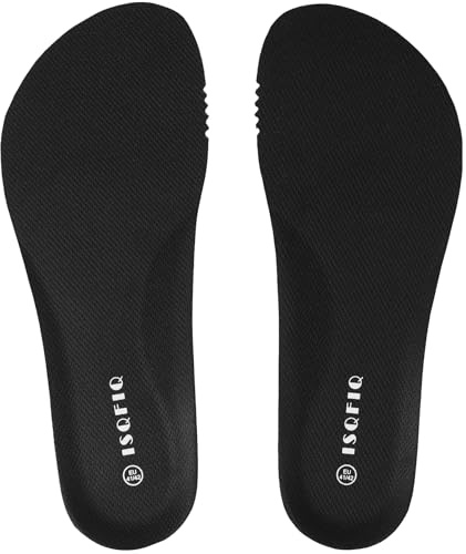 ISQFIQ Wide Insoles for Garden Clogs, Breathable and Anti Odour Innersoles, Comfort Inserts for Croc Shoes, Thin Replacement Insole for Women Men Black UK9