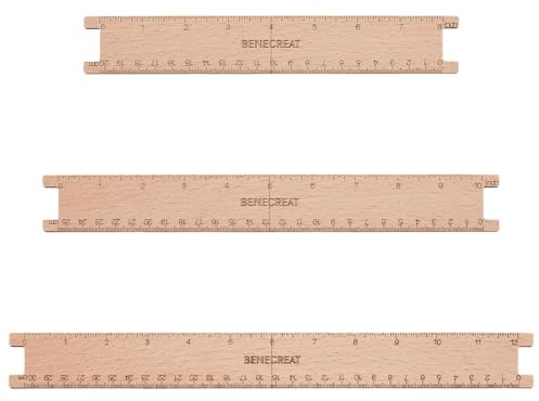 BENECREAT 3 Stück Holz Zahnseide Wicklerbrett, 20/25/ 30cm Rechteckige Quiltlineale Nähwerkzeug Für Heimwerker Schneiderhandwerk Zeichen Und Messzubehör