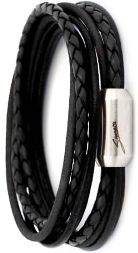 Simaru Echtleder Armband Made in Germany, Unisex Wickelarmband mit Magnetverschluss, hautfreundlich & robust