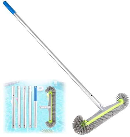 LALAGO Poolbürste mit Demontage Stange, Runde Pool Schrubber | Pool Reinigungs Bürste mit Halbkugelförmigen Borsten, Bürste Reinigung Breit für Poolwänden (mit Pole)