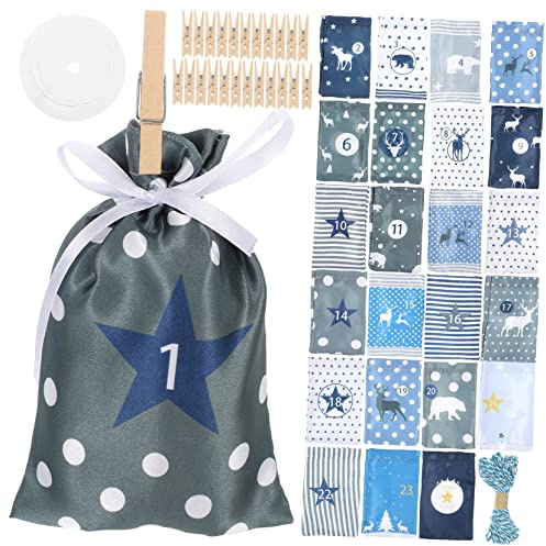 GRIRIW Geschenktaschen Geschenksack Weihnachtsbeutel Weihnachtsbeutel Mit Kordelzug Zum Aufhängen Adventskalender Diy Adventskalenderbeutel Weihnachtssüßigkeiten Weihnachtsstoff