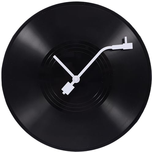 Alipis Reloj de Pared de Vinilo Estilo Retro Diseño de Disco, Decoración de Pared para Hogar y Oficina, Material Plástico, Reloj Silencioso y Creativo