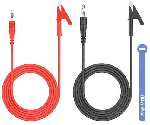 ALLmeter 1.2m 20A Banana Plug to Alligator Clip Test Leads,1000V Electrical Testing Cable with 4mm Banana Connectors,Plaited Rope Insulation,for Multimeters,Power Supplies,Lab Testing