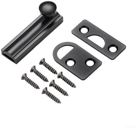 Honseadek Scheunentürriegelschloss, Messingriegel, Türriegel, Türsicherheit, Schieberiegel, für Badezimmer, Zäune, Schuppen, Türen, Fenster (schwarz, 5,1 cm)