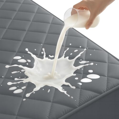 YSTELLAA Matratzenschoner Wasserdicht 160x200cm, Weiche Matratzenbezug Atmungsaktive, Mattress Protector Anti-Milben, Matratzenschutz Für Matratzen Topper Bis 30cm, Grau