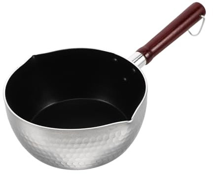 BESTOYARD Japanese Style Nonstick Saucepan with Wooden Handle Sauce Pan Cooking Pot Butter Warmer for Cooking Noodles Soups