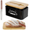 COCASES Bread Bin with Knife for Kitchen 2-IN-1 Steel Bread Box Basket with Lid Freshness for Biscuit Crusty Wholemeal Bread Snack Bread Storage Containers for Corner Black