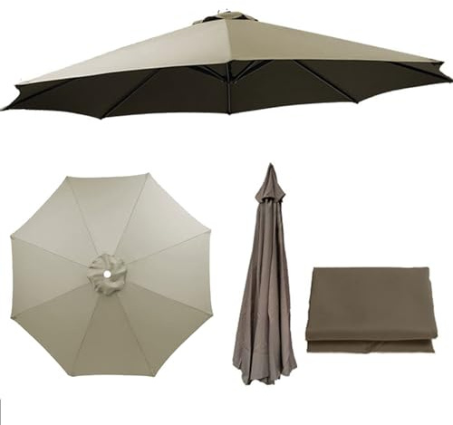 Parasol Canopy Replacement Cover Universal Fit for 6/8 Ribs, Ventilated Garden Umbrella Top, 2m to 3.5m) UV-Resistant Fabric for Patio, Balcony, Deck or Terrace (Light gray,2.3m/6-Ribs)