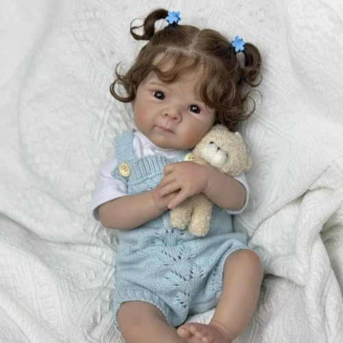 RXDOLL Reborn Babypuppen Bettie Girl 45,7 cm, realistische Neugeborenenen-Babypuppe, lebensechte offene Augen, verwurzeltes Haar, echtes Leben, Babypuppe, Vinyl-Liedmaßen, Stoff-Körperpuppe, Spielzeug