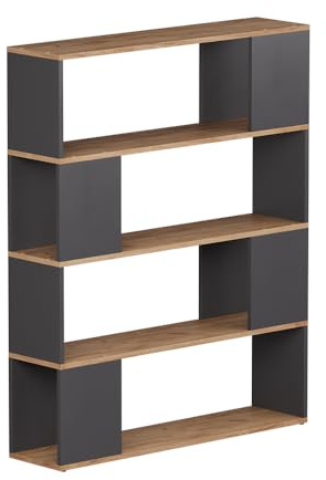Vicco Raumteiler Eneos, Anthrazit/Goldkraft Eiche, 100 x 124.5 cm | als freistehendes Regal zur flexiblen Raumaufteilung einsetzbar