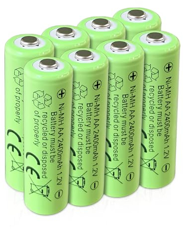 SPMST Pilas Recargables Ni-MH AA 1.2V 2400mAh Baterías Recargables para Luces Solares, Recarga hasta 1000 Veces, Paquete de 8